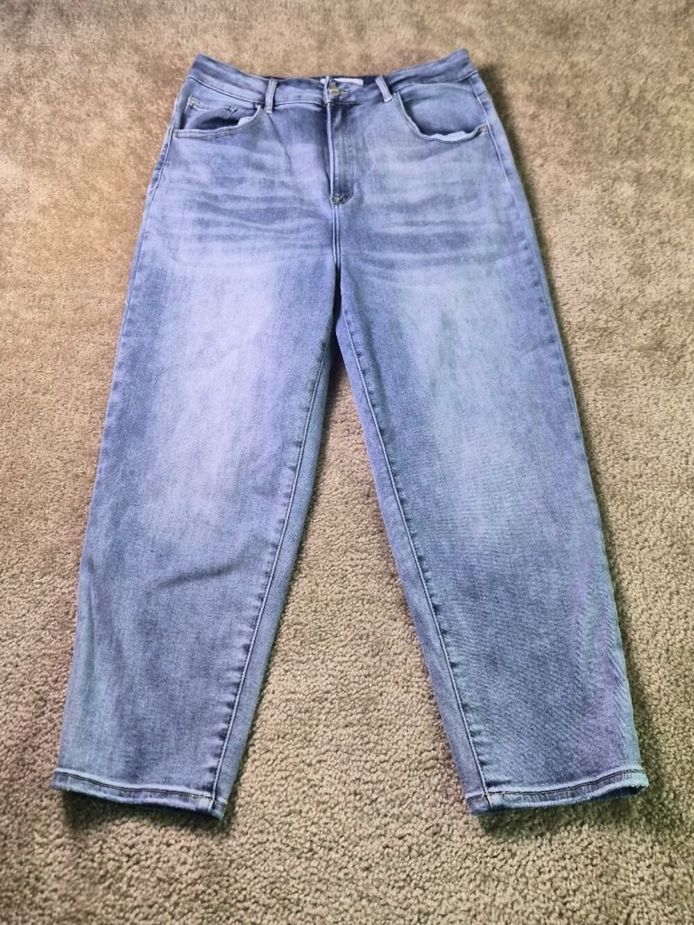 Risen Jeans Women's Size 1XL High Rise Mom Jeans Cropped Denim Blue RDP5075 F837